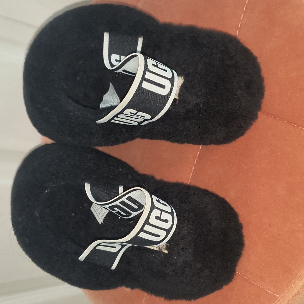 UGG Fluff Yeah Slide Sandals In Black Size 7 - Picture 5 of 7